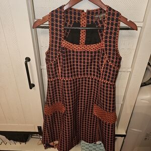 Louis Vuitton Navy and Orange Geometric Dress
